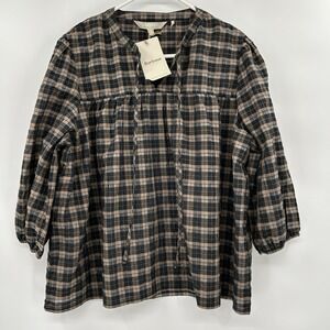 Barbour Heritage NWT Womens Lorelie Peasant Top Size 14 Cottage Plaid‎ Boho